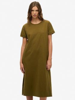 Superdry T-Shirt Midi Dress, Khaki - view 2, Khaki