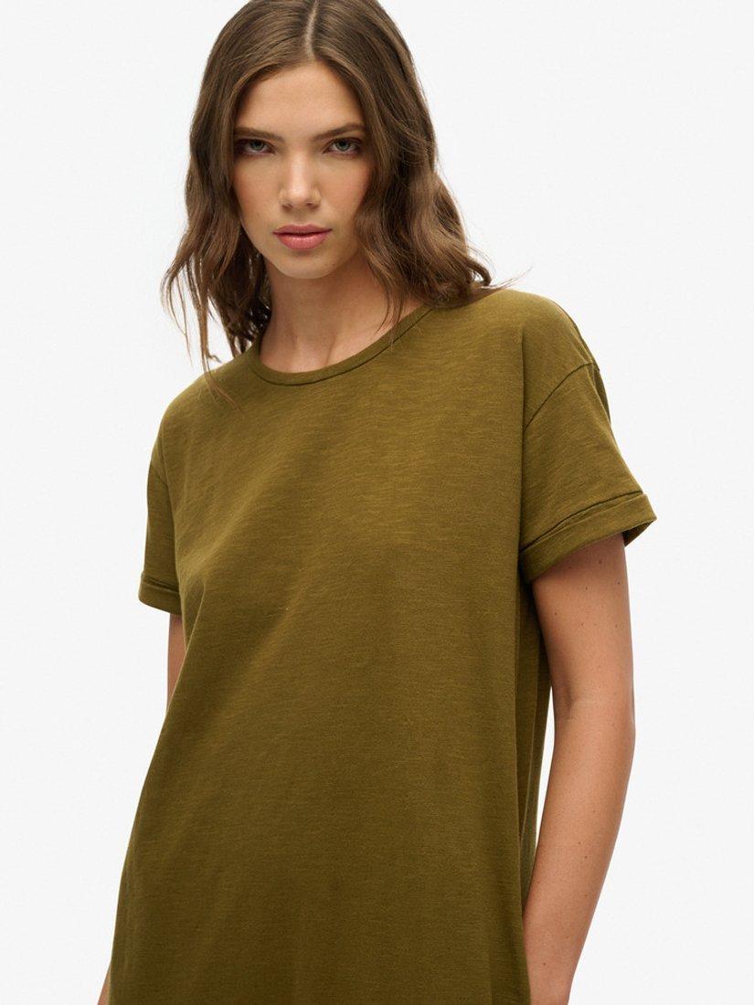 Product image 3 of 6, which shows Superdry T-Shirt Midi Dress, Khaki, 10