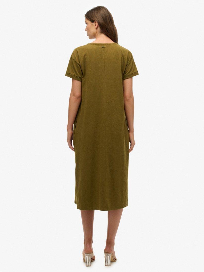 Product image 4 of 6, which shows Superdry T-Shirt Midi Dress, Khaki, 10