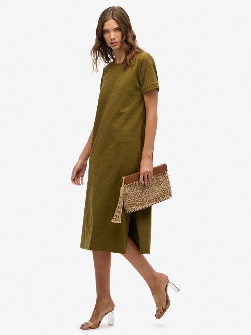 Product image 5 of 6, which shows Superdry T-Shirt Midi Dress, Khaki, 10