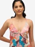 Superdry Printed Jacquard Hanky Hem Dress, Coral