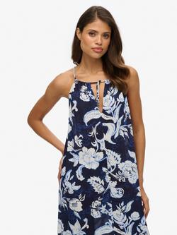 Superdry Beach Cami Floral Maxi Dress, Blue/Multi - view 2, Blue/Multi