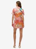 Superdry Mandarin Jacquard Mini Dress, Kam Coral