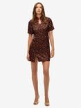 Superdry Mandarin Jacquard Mini Dress, Floral Block Black