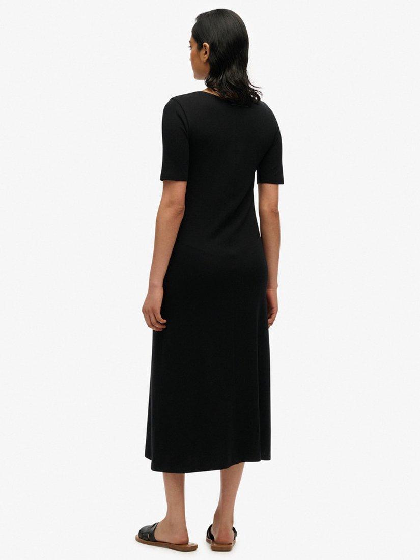 Product image 3 of 5, which shows Superdry Square Neck Jersey Midi Dress, Black, 10
