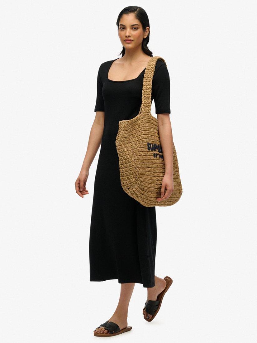 Product image 4 of 5, which shows Superdry Square Neck Jersey Midi Dress, Black, 10