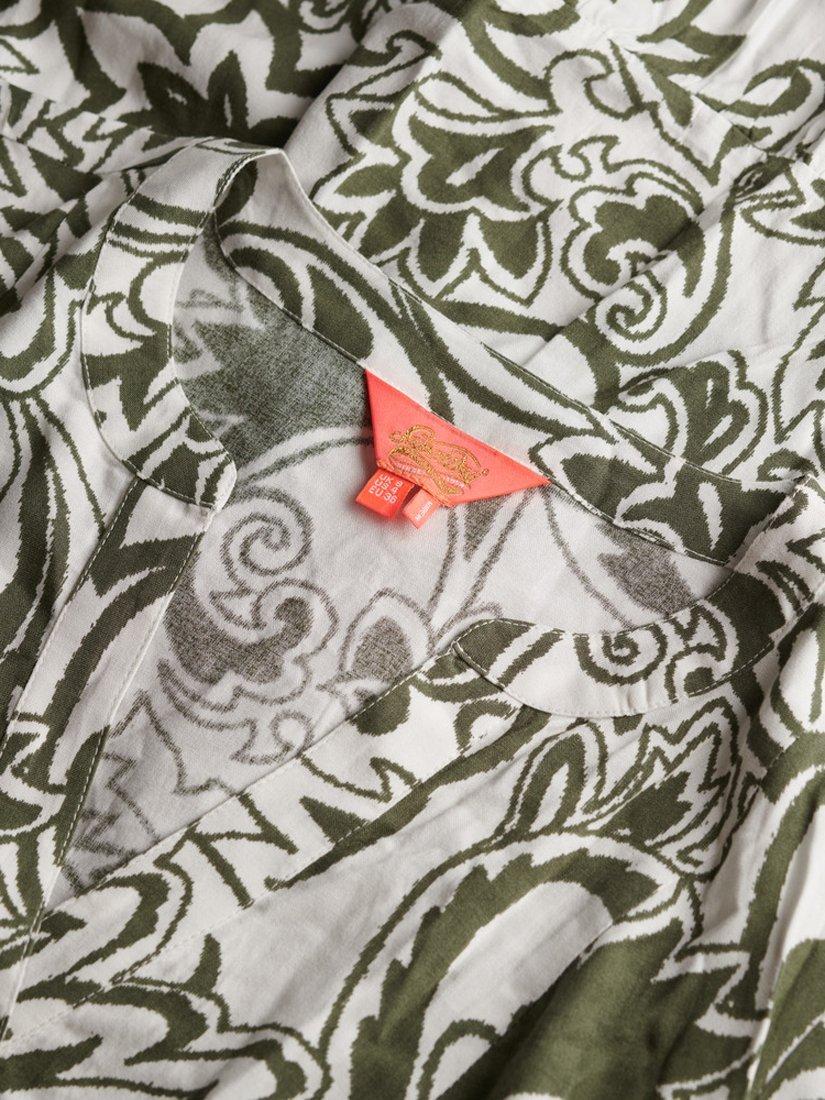 Product image 6 of 6, which shows Superdry Paisley Floral Tiered Midi Dress, Khaki, 10