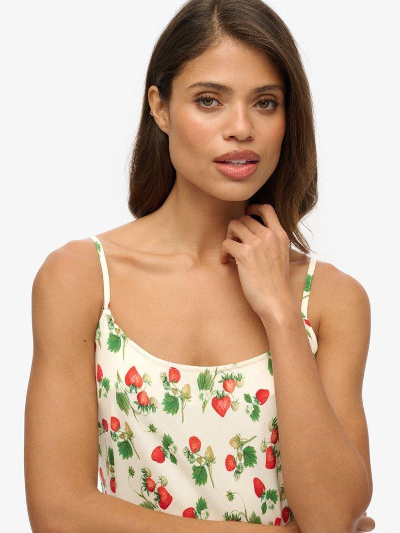Product image 5 of 6, which shows Superdry Strawberry Print Bias Cut Slip Maxi Dress, Strawberry, 10