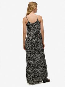 Superdry Leopard Print Bias Cut Slip Maxi Dress, Grey Animal Print - view 2, Grey Animal Print