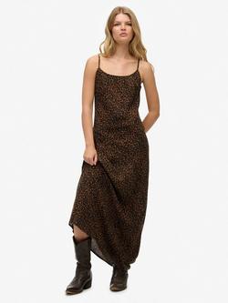 Superdry Leopard Print Bias Cut Slip Maxi Dress, Leona Leopard, Leona Leopard