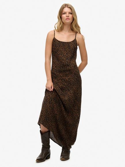 Superdry Leopard Print Bias Cut Slip Maxi Dress, Leona Leopard, Leona Leopard