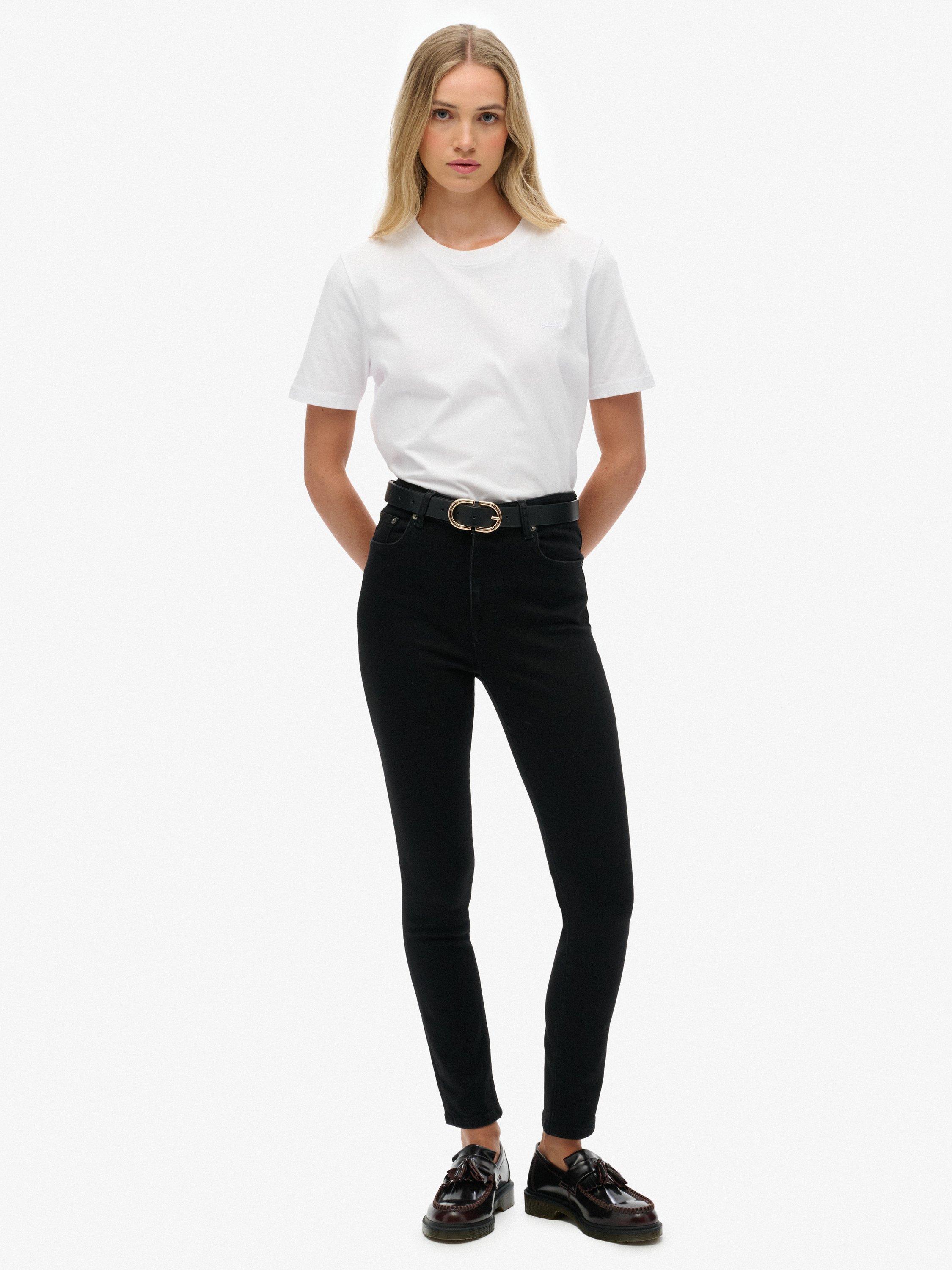 Product image 1 of 6, which shows Superdry High Rise Skinny Jeans, Black, W26/L30