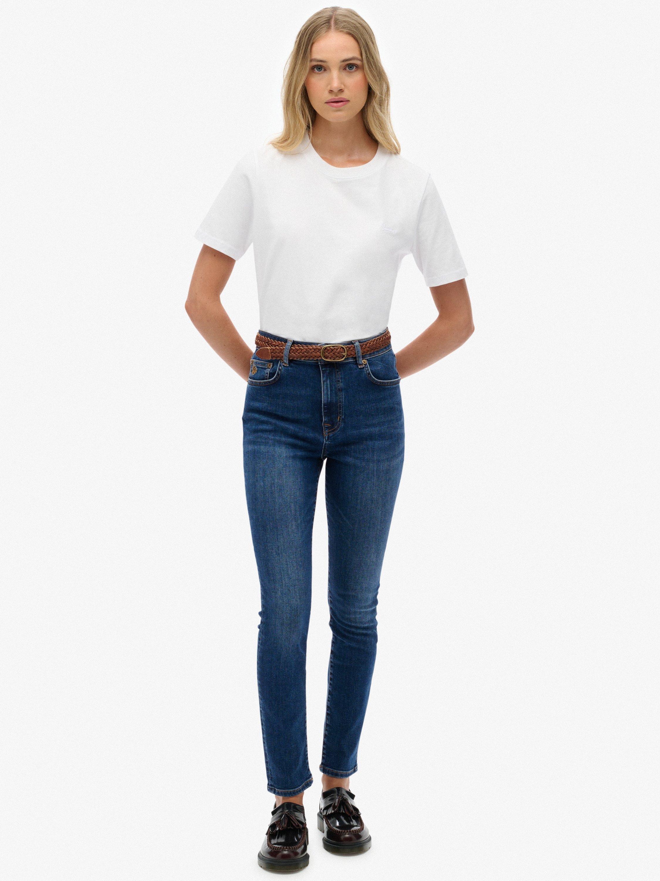 Product image 1 of 6, which shows Superdry High Rise Skinny Jeans, Deep Indigo Denim, W26/L30