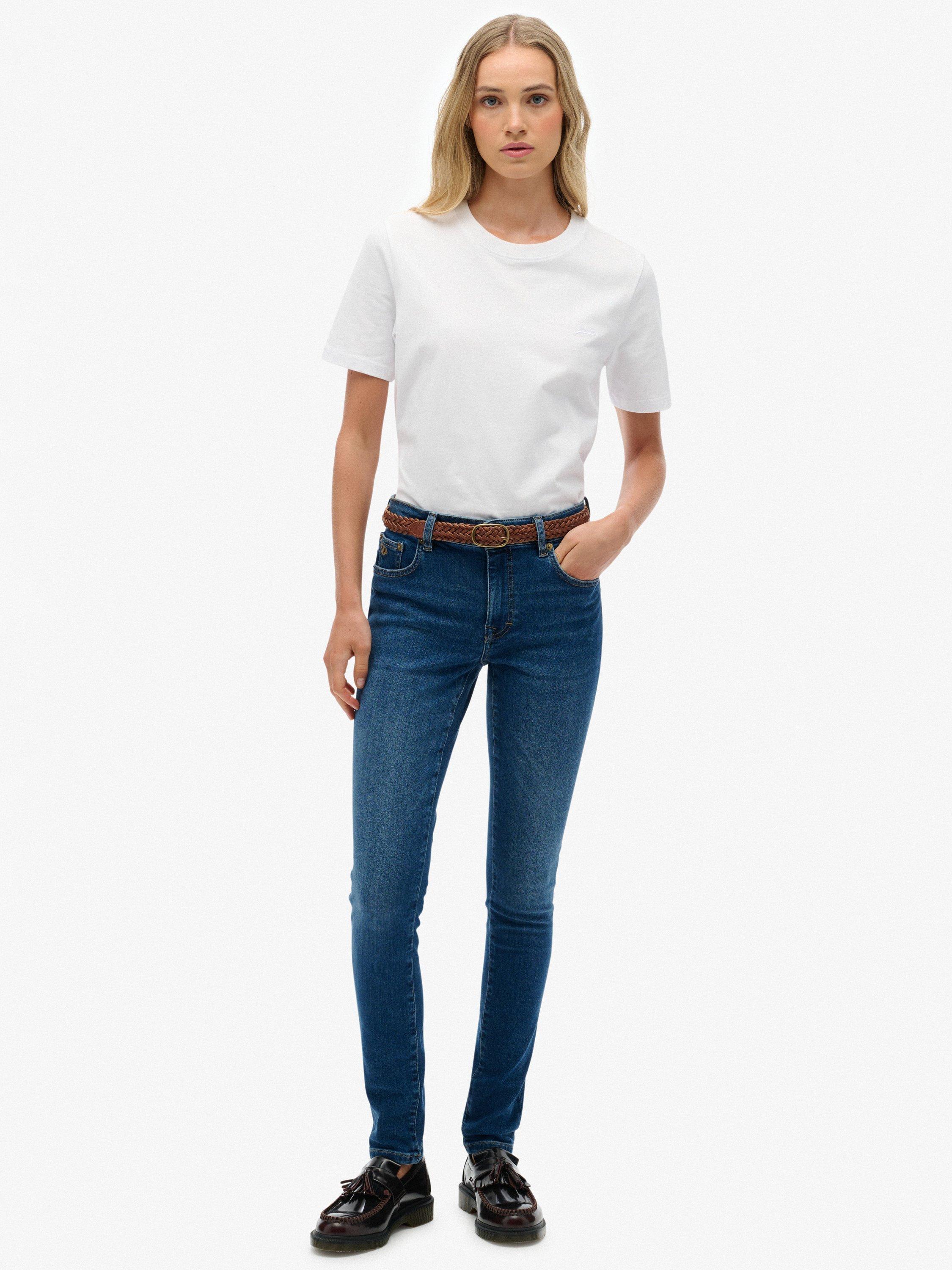 Product image 1 of 6, which shows Superdry Mid Rise Skinny Jeans, Deep Indigo, W26/L30