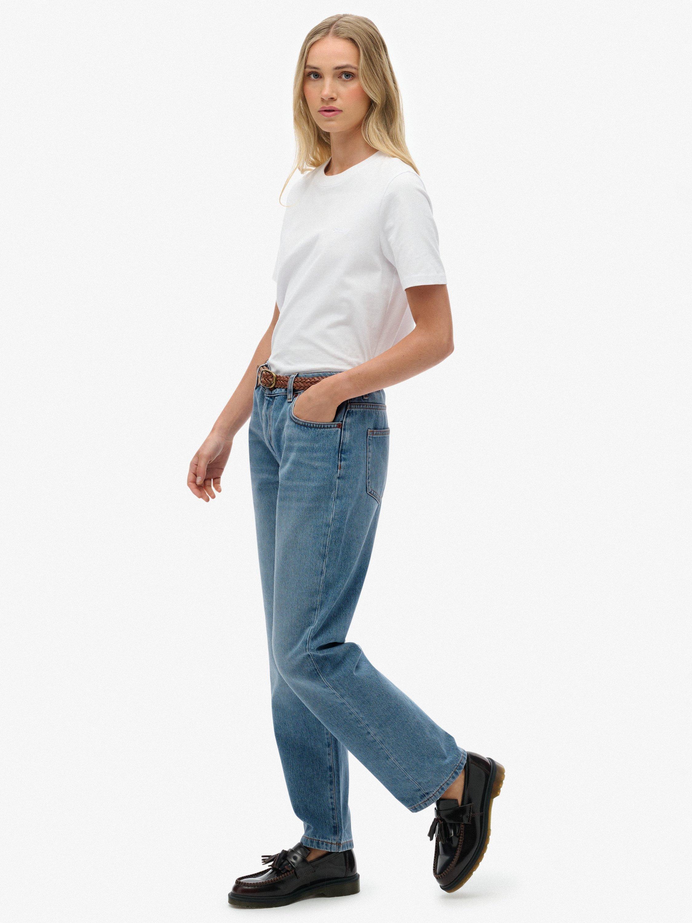 Product image 3 of 6, which shows Superdry Mid Rise Straight Jeans, Mid Blue, W26/L30