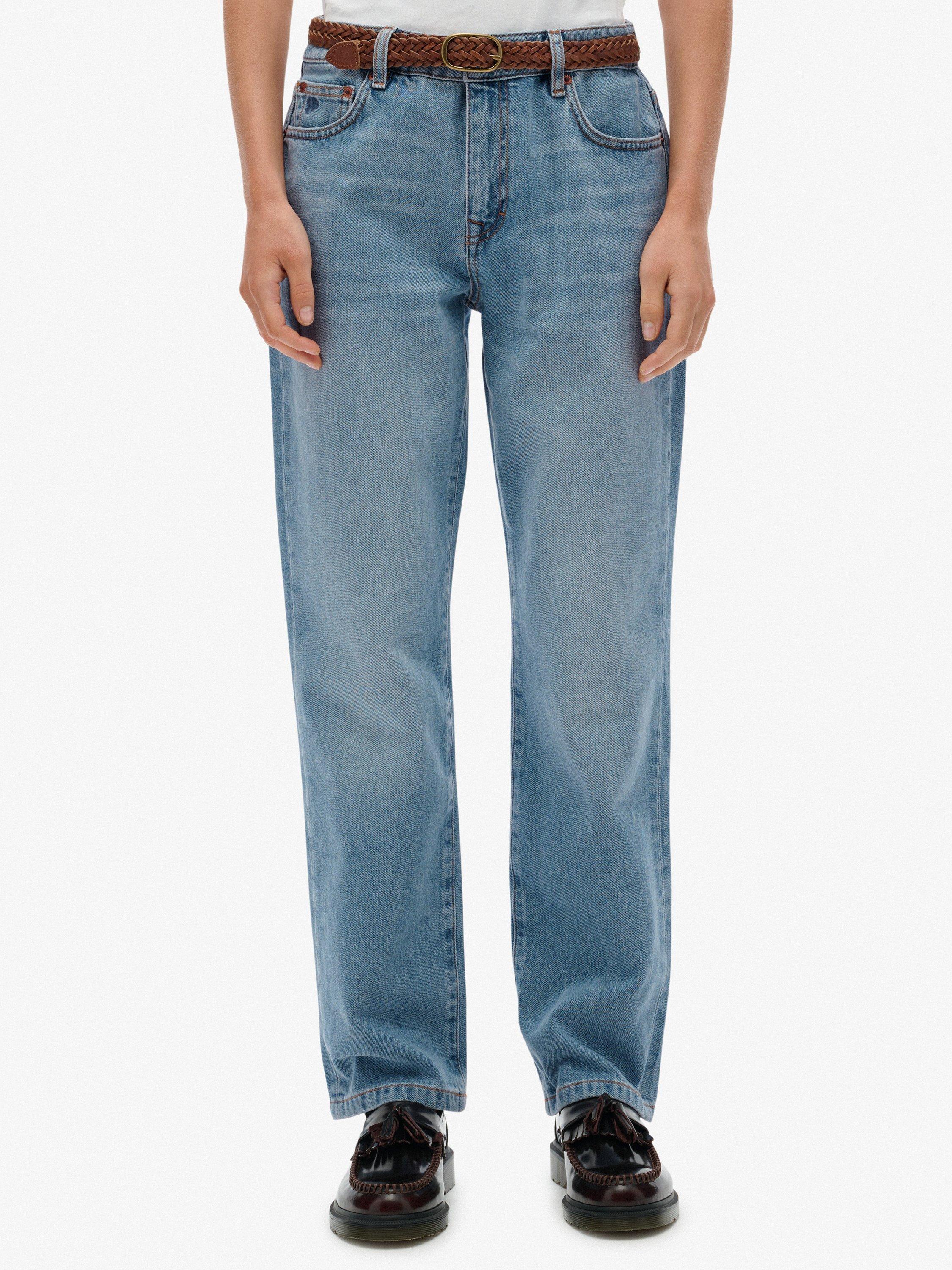 Product image 4 of 6, which shows Superdry Mid Rise Straight Jeans, Mid Blue, W26/L30