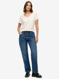 Superdry Mid Rise Straight Jeans, Deep Indigo