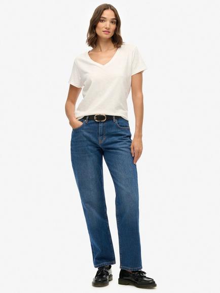 Superdry Mid Rise Straight Jeans, Deep Indigo, Deep Indigo