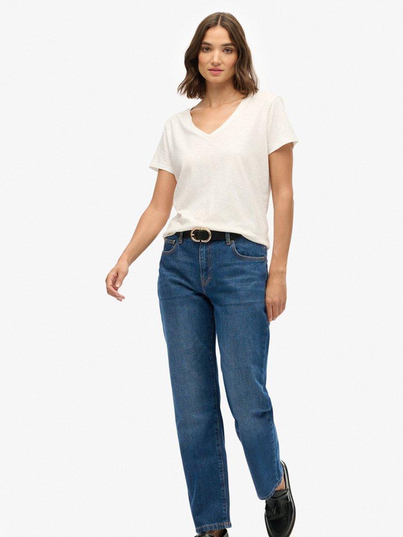 Product image 3 of 6, which shows Superdry Mid Rise Straight Jeans, Deep Indigo, W26/L30