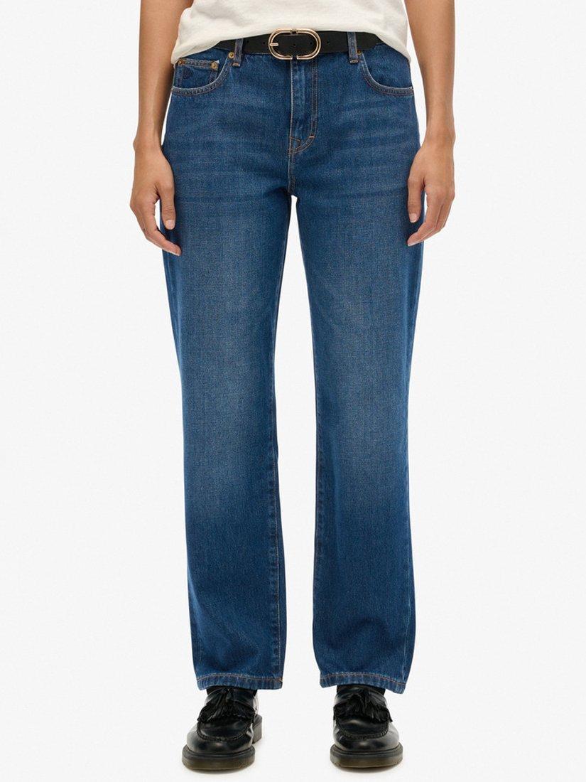 Product image 4 of 6, which shows Superdry Mid Rise Straight Jeans, Deep Indigo, W26/L30