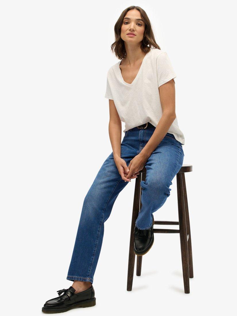 Product image 6 of 6, which shows Superdry Mid Rise Straight Jeans, Deep Indigo, W26/L30