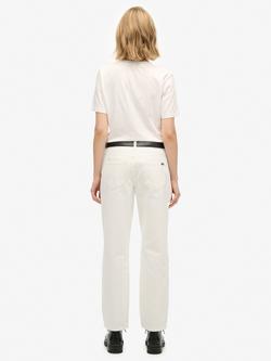 Superdry Mid Rise Straight Jeans, Mid Blue - view 2, Ecru