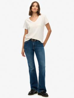 Superdry Mid Rise Flare Jeans, Deep Indigo