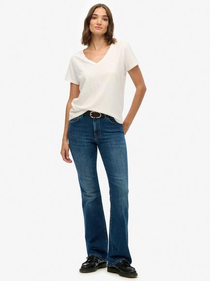 Superdry Mid Rise Flare Jeans, Deep Indigo