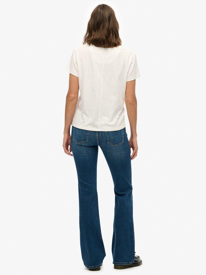Product image 2 of 6, which shows Superdry Mid Rise Flare Jeans, Deep Indigo, W26/L30