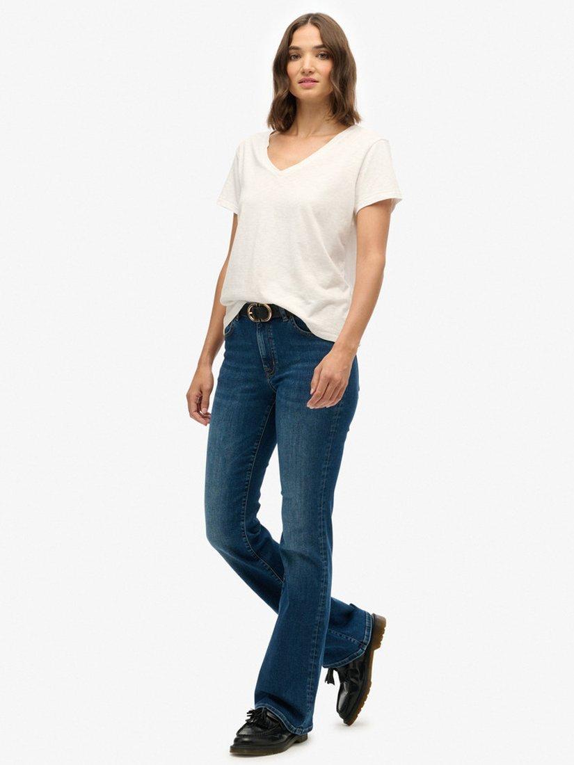 Product image 3 of 6, which shows Superdry Mid Rise Flare Jeans, Deep Indigo, W26/L30