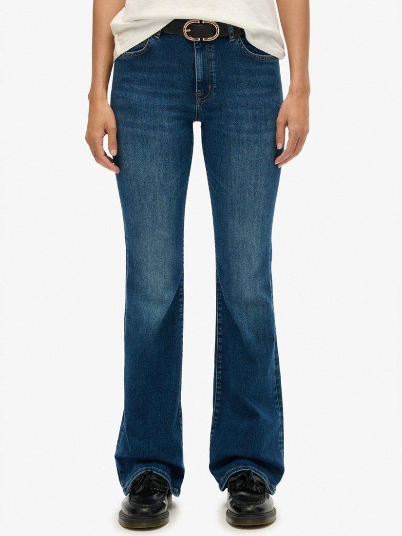 Product image 4 of 6, which shows Superdry Mid Rise Flare Jeans, Deep Indigo, W26/L30