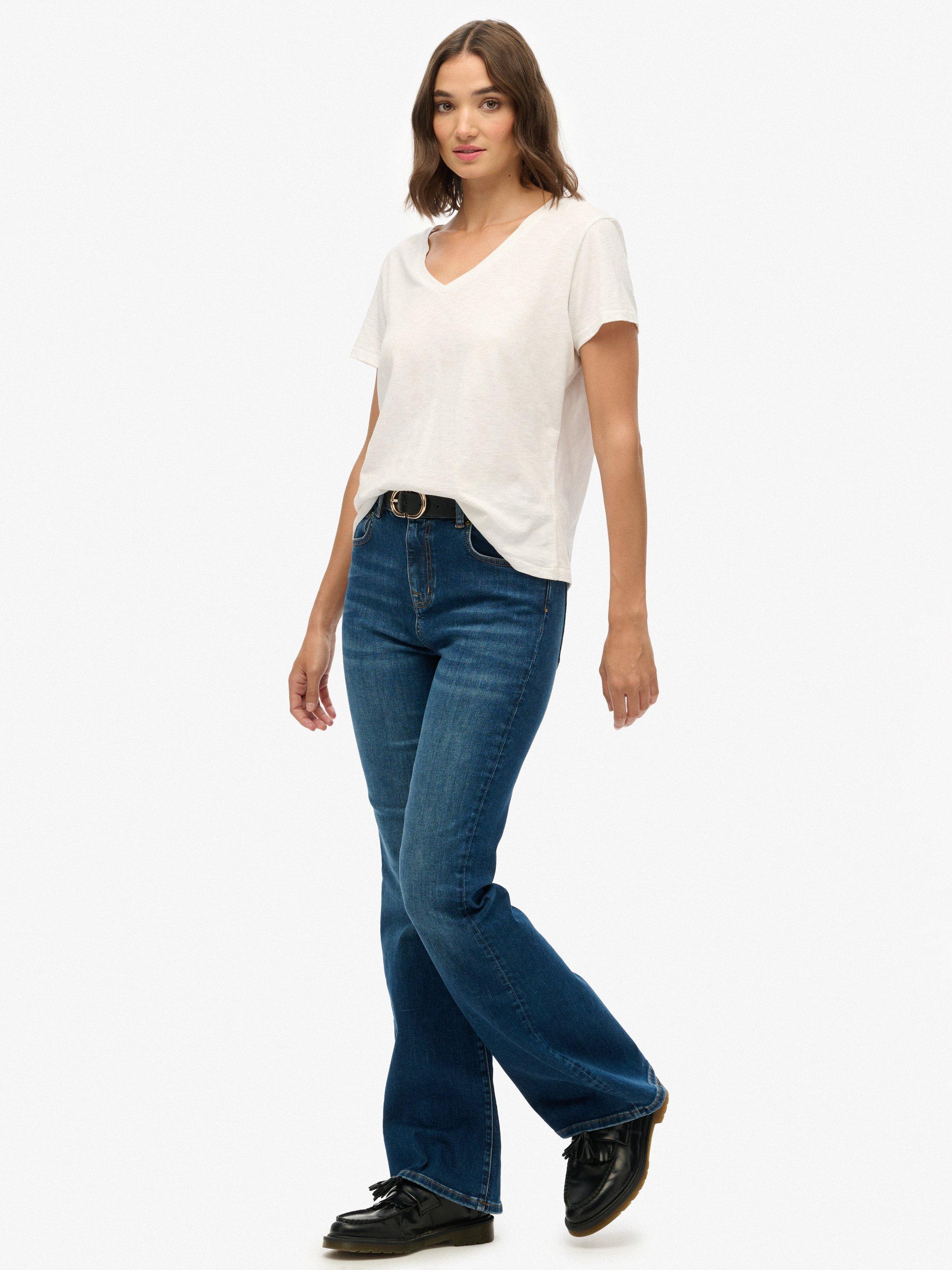 Product image 3 of 6, which shows Superdry High Rise Flare Jeans, Deep Indigo, W26/L30
