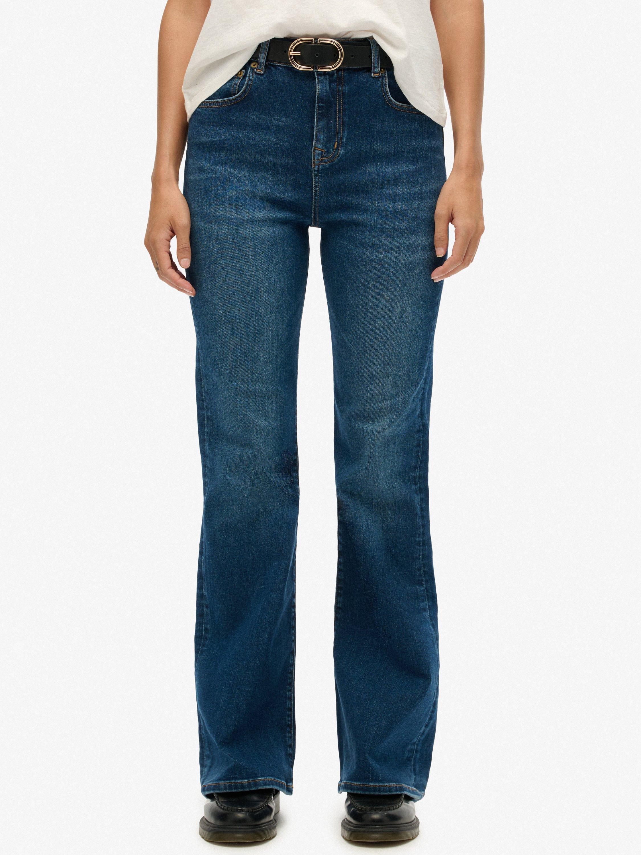 Product image 4 of 6, which shows Superdry High Rise Flare Jeans, Deep Indigo, W26/L30