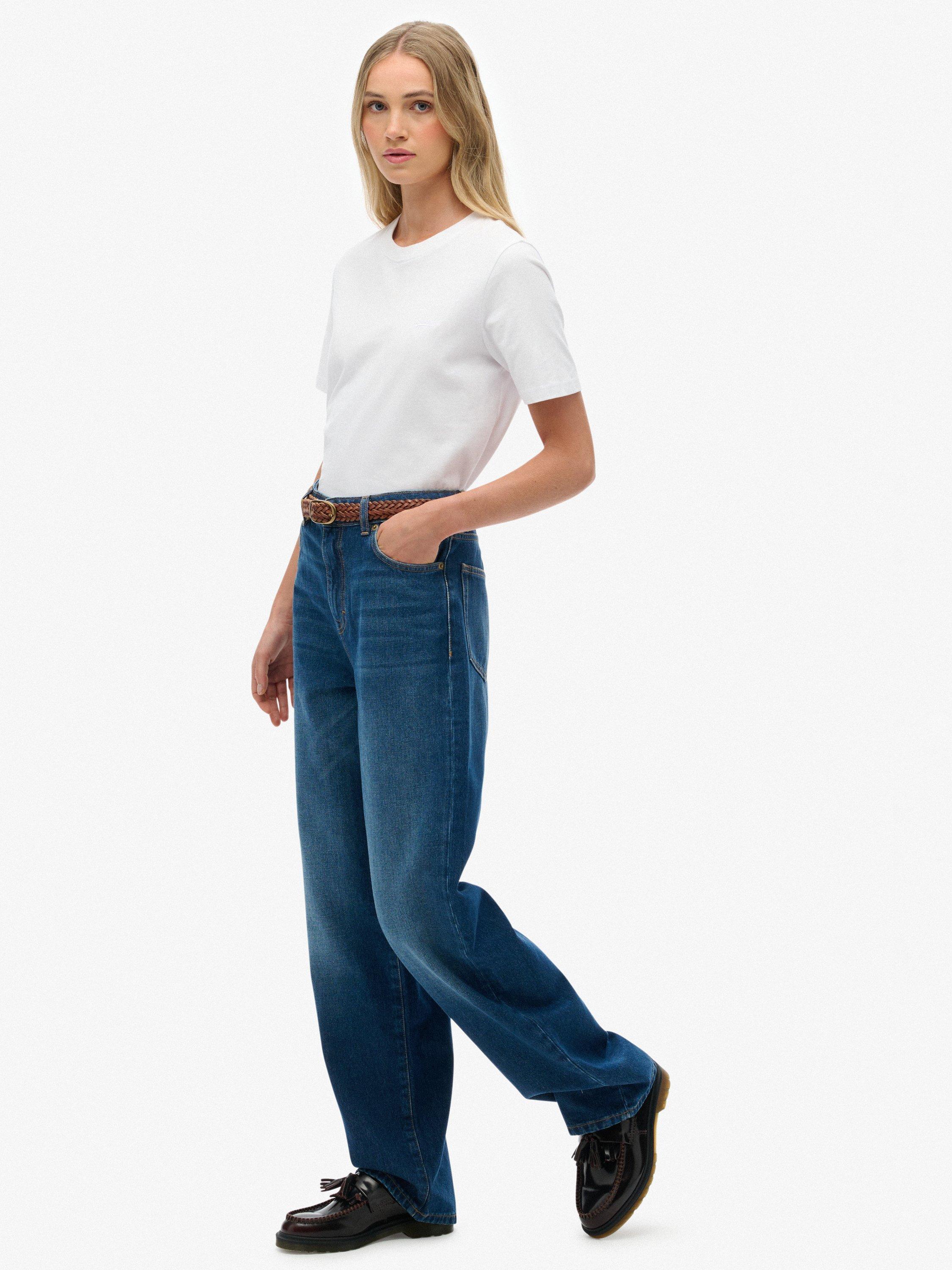 Product image 3 of 6, which shows Superdry High Rise Wide Leg Jeans, Deep Indigo, W26/L30