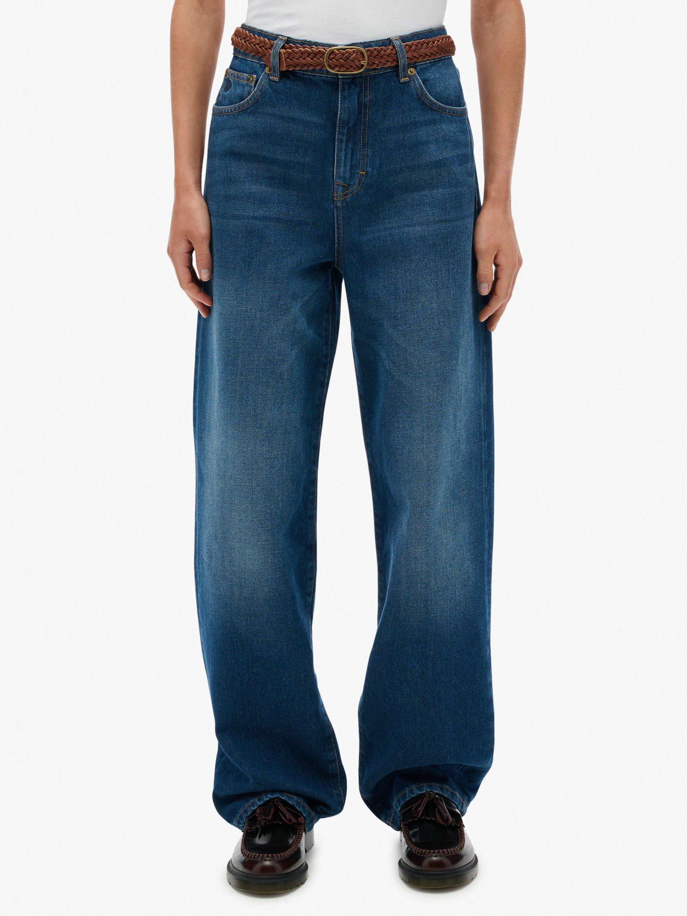 Product image 4 of 6, which shows Superdry High Rise Wide Leg Jeans, Deep Indigo, W26/L30