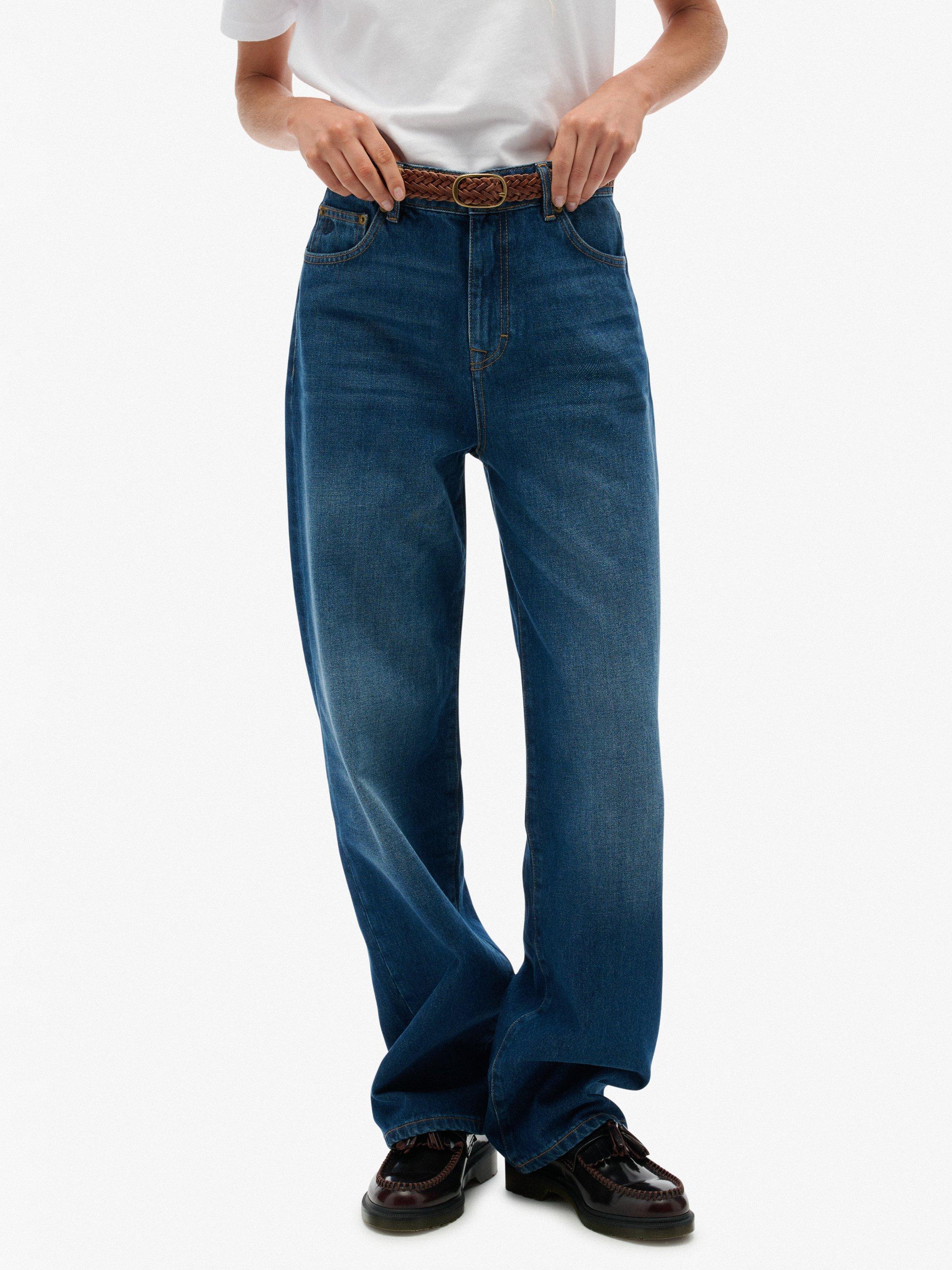 Product image 6 of 6, which shows Superdry High Rise Wide Leg Jeans, Deep Indigo, W26/L30