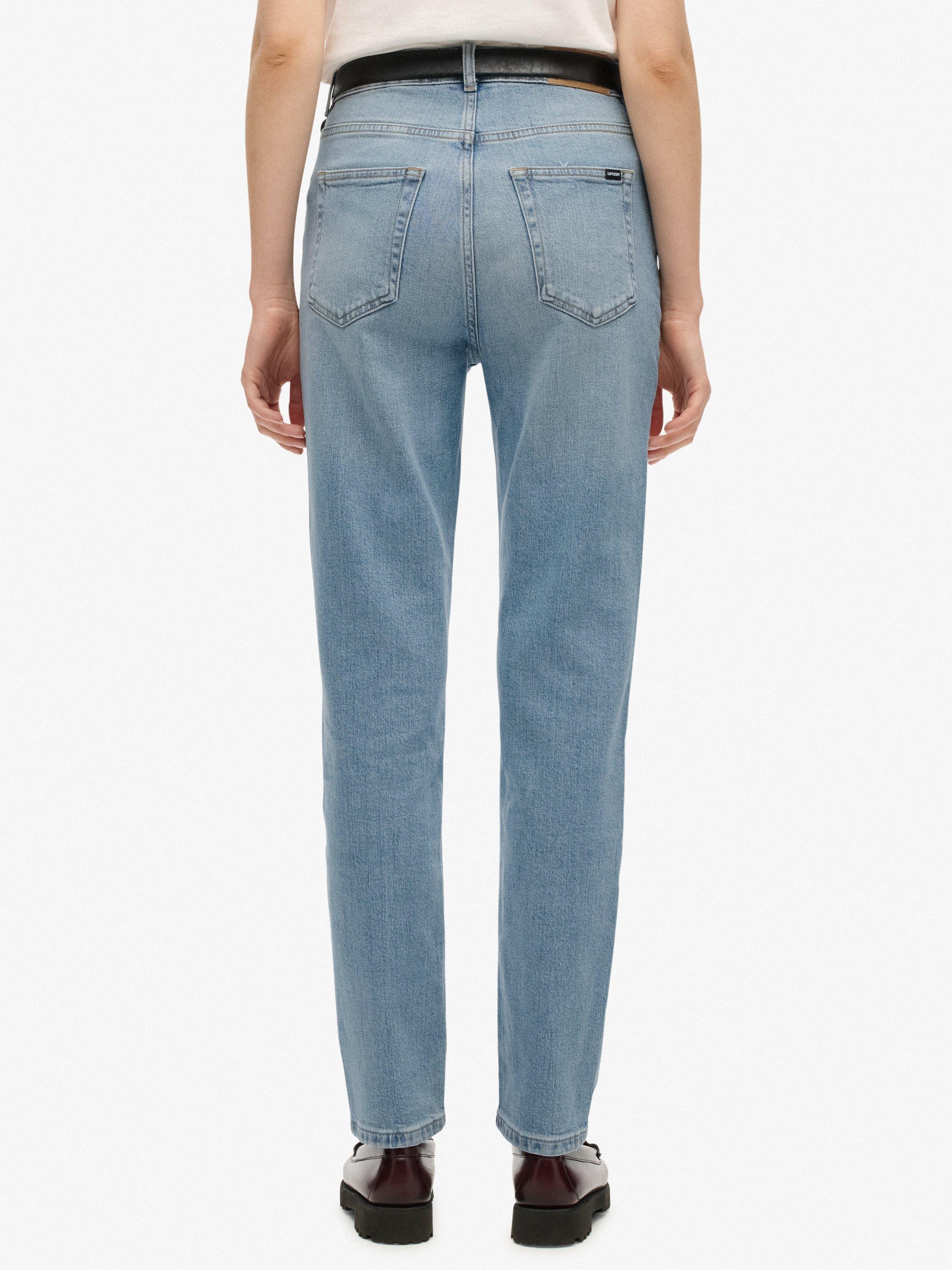 Product image 4 of 6, which shows Superdry High Rise Mom Jeans, Light Blue, W26/L30