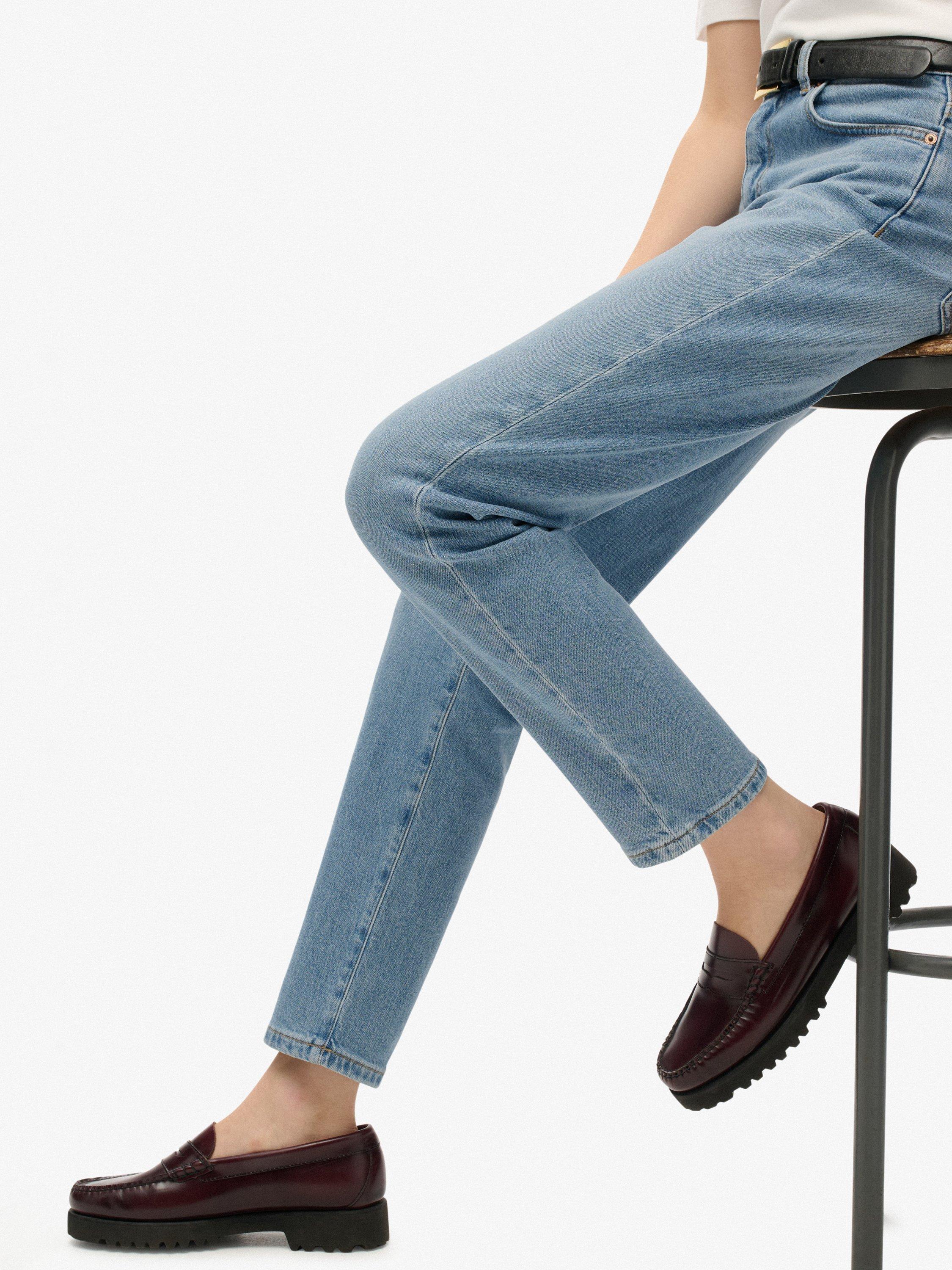 Product image 6 of 6, which shows Superdry High Rise Mom Jeans, Light Blue, W26/L30