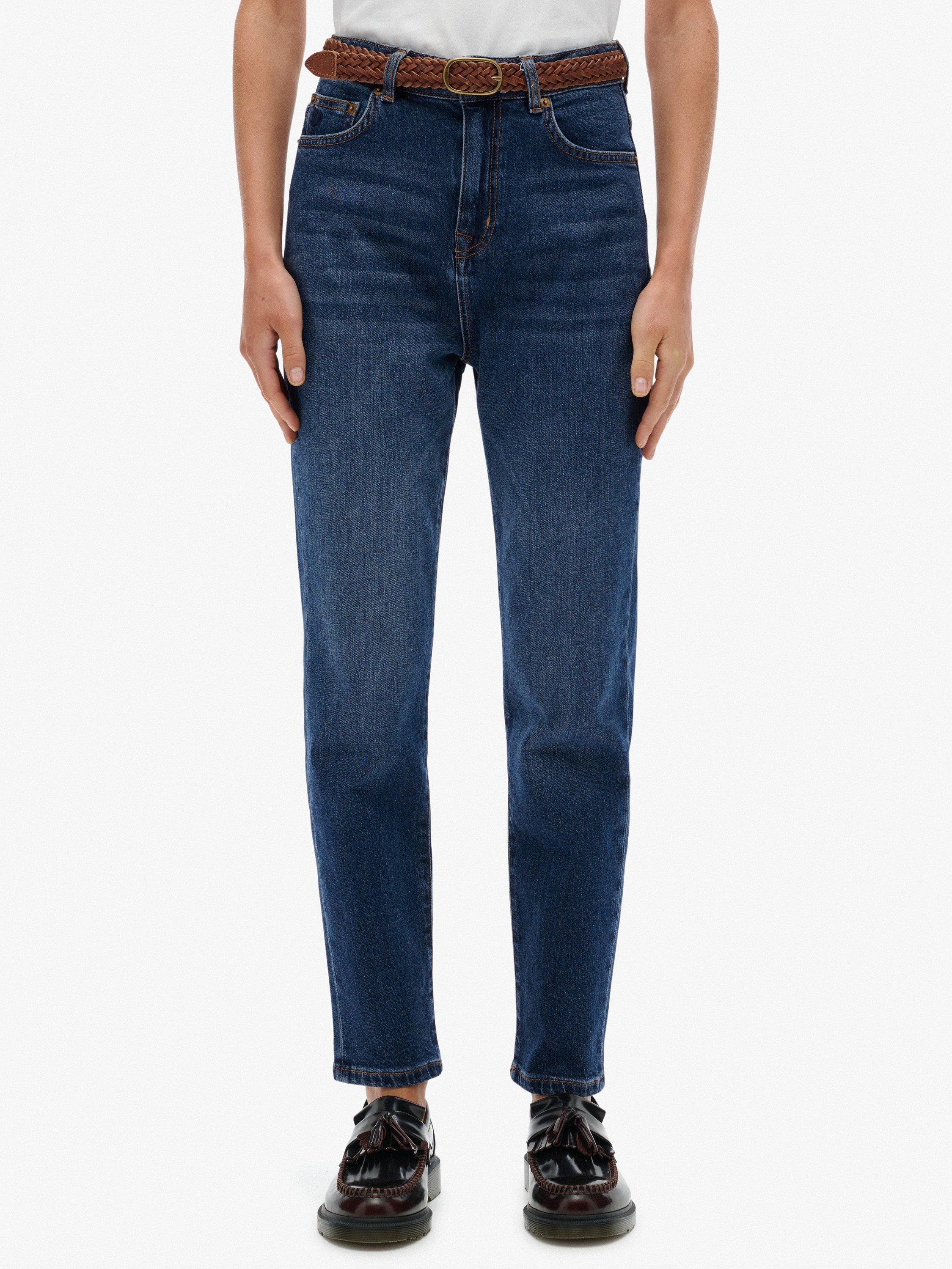 Product image 4 of 6, which shows Superdry High Rise Mom Jeans, Mid Blue, W26/L30