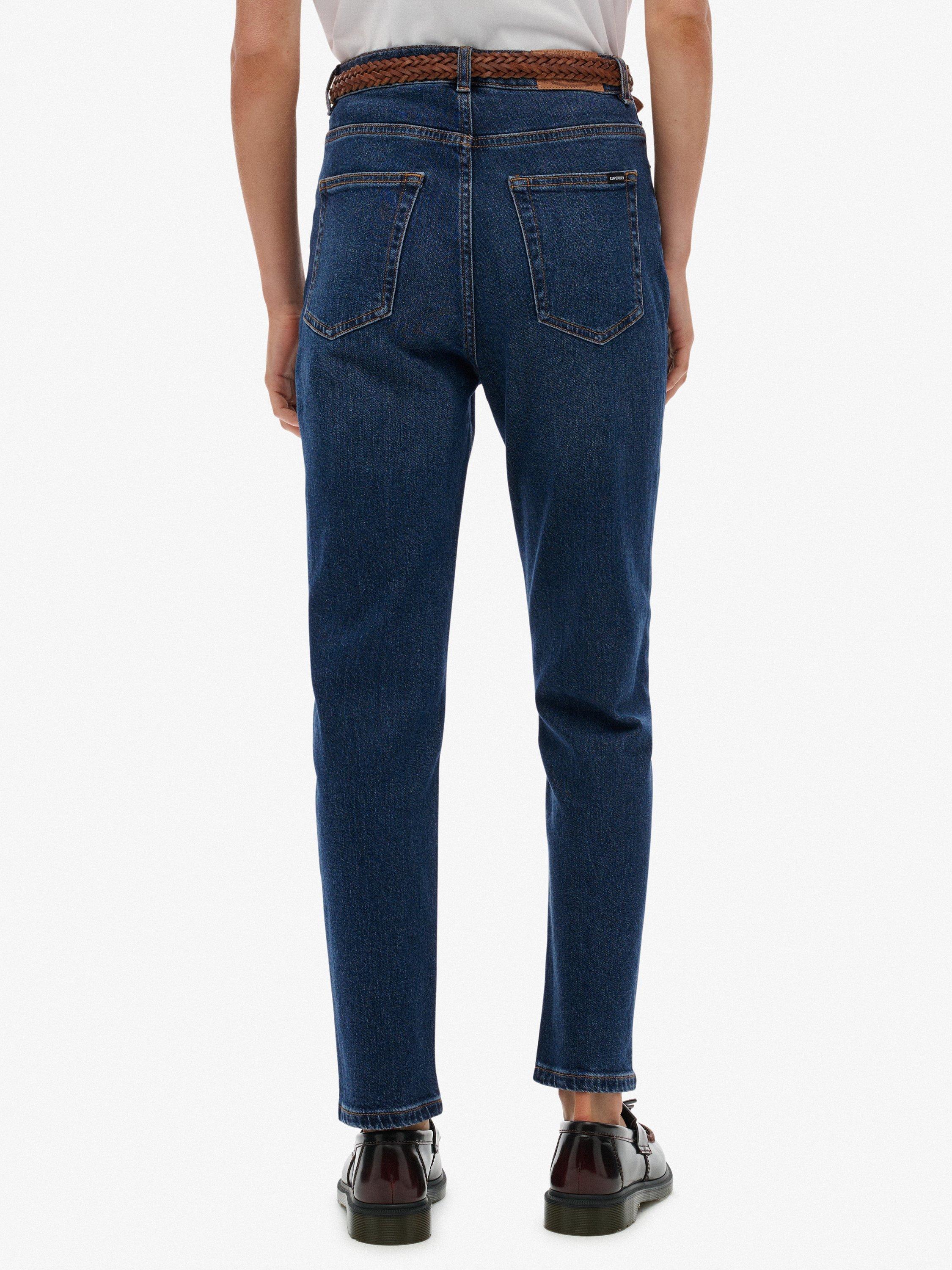 Product image 5 of 6, which shows Superdry High Rise Mom Jeans, Mid Blue, W26/L30