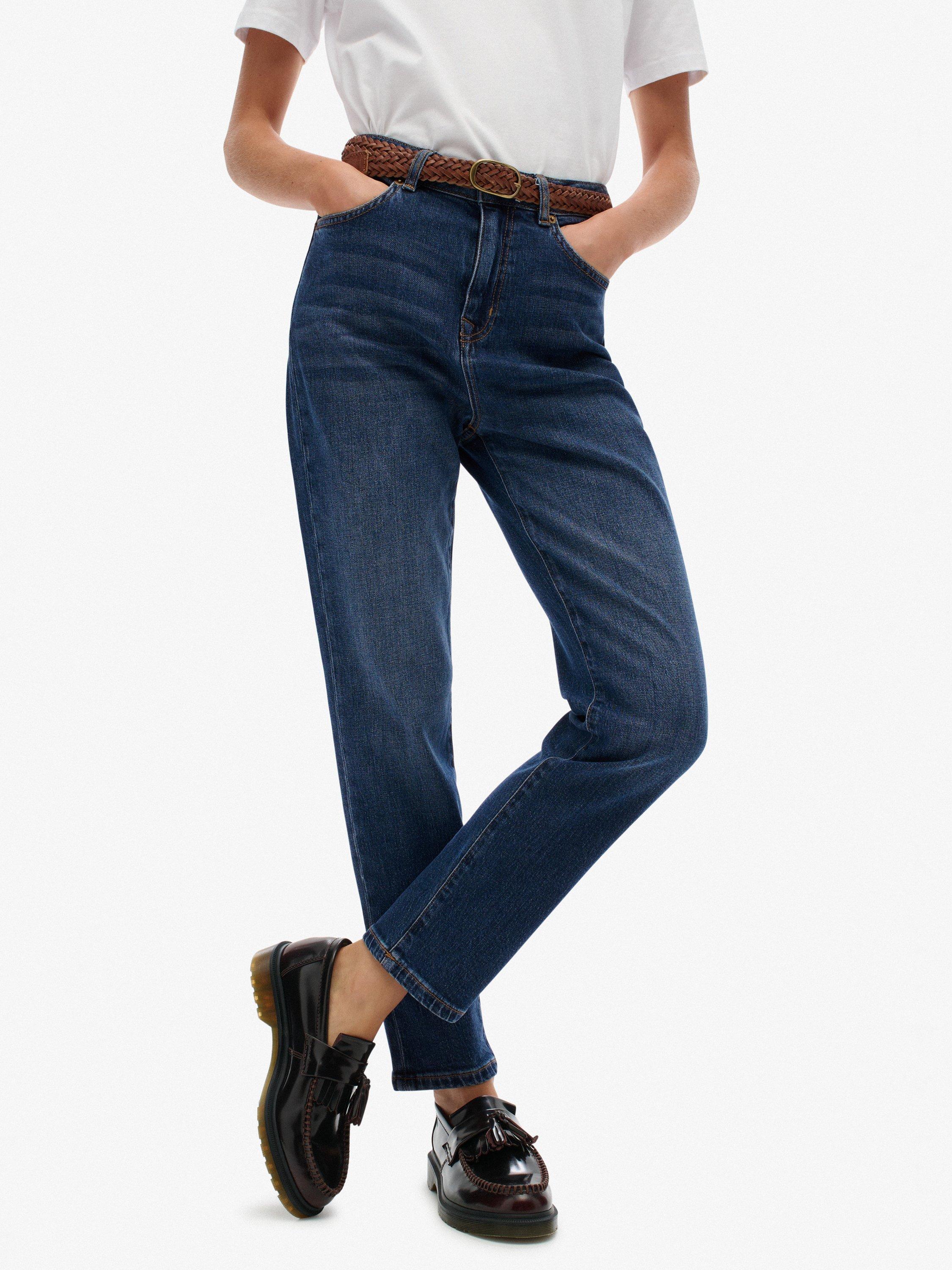 Product image 6 of 6, which shows Superdry High Rise Mom Jeans, Mid Blue, W26/L30