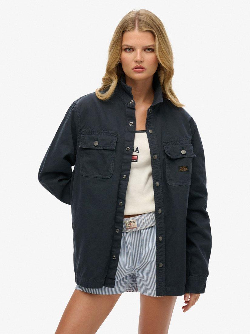 Superdry Oversized Canvas Workwear Overshirt, Eclipse Navy