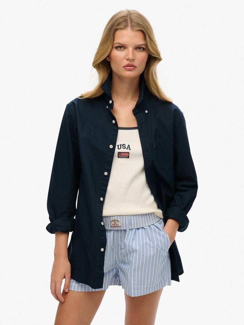 Superdry Oversized Essentials Oxford Shirt, Eclipse Navy