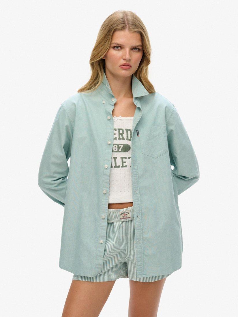 Superdry Oversized Essentials Oxford Shirt, Chambray Oxford