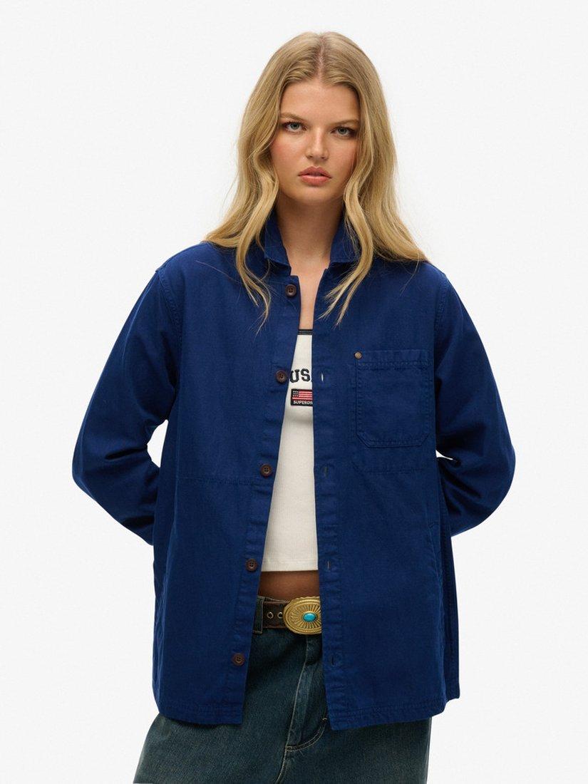 Superdry Oversized Long Sleeve Overshirt, Supermarine Navy