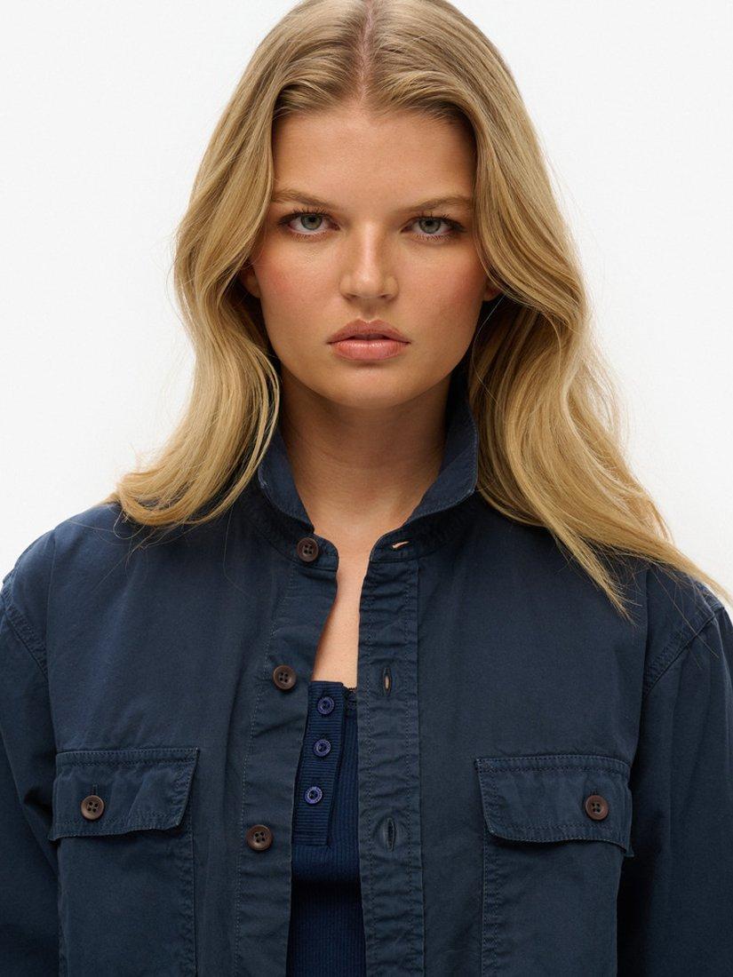 Product image 3 of 5, which shows Superdry Oversized Military Long Sleeve Shirt, French Navy, XS