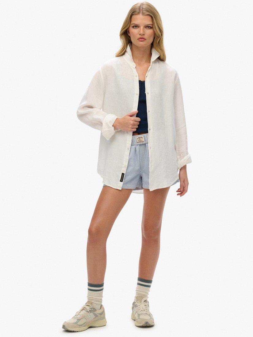 Product image 4 of 6, which shows Superdry Oversized Casual Pure Linen Shirt, Optic, XS