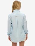 Superdry Oversized Casual Pure Linen Shirt, Seafoam Blue