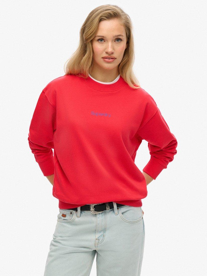 Product image 1 of 4, which shows Superdry Core Logo City Graphic Crew Sweatshirt, Hyper Fire Pink, 10