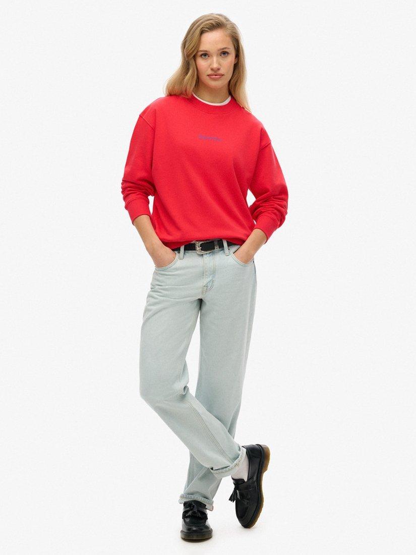 Product image 4 of 4, which shows Superdry Core Logo City Graphic Crew Sweatshirt, Hyper Fire Pink, 10